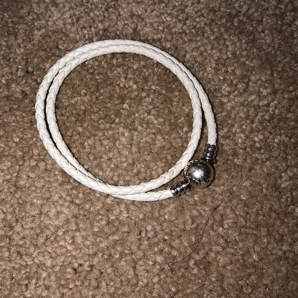 Pandora White Woven Double Wrapped Charm Bracelet